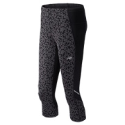 New Balance Womens Tonic Printed Capri Anthracite with Black T77b3341